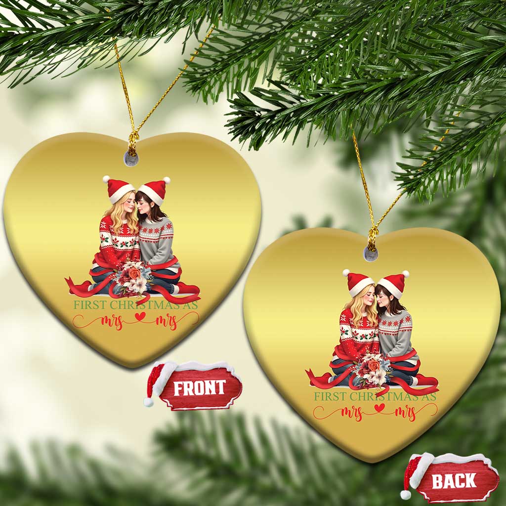 Our First Christmas As Mrs Mrs Christmas Ornament LGBT Les Couple Xmas - Wonder Print Shop