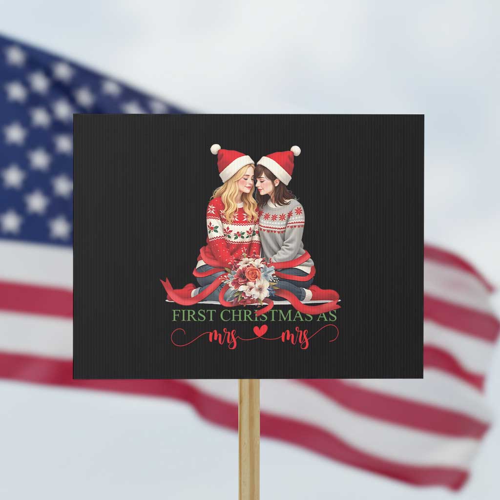 Our First Christmas As Mrs Mrs Protest Sign LGBT Les Couple Xmas - Wonder Print Shop