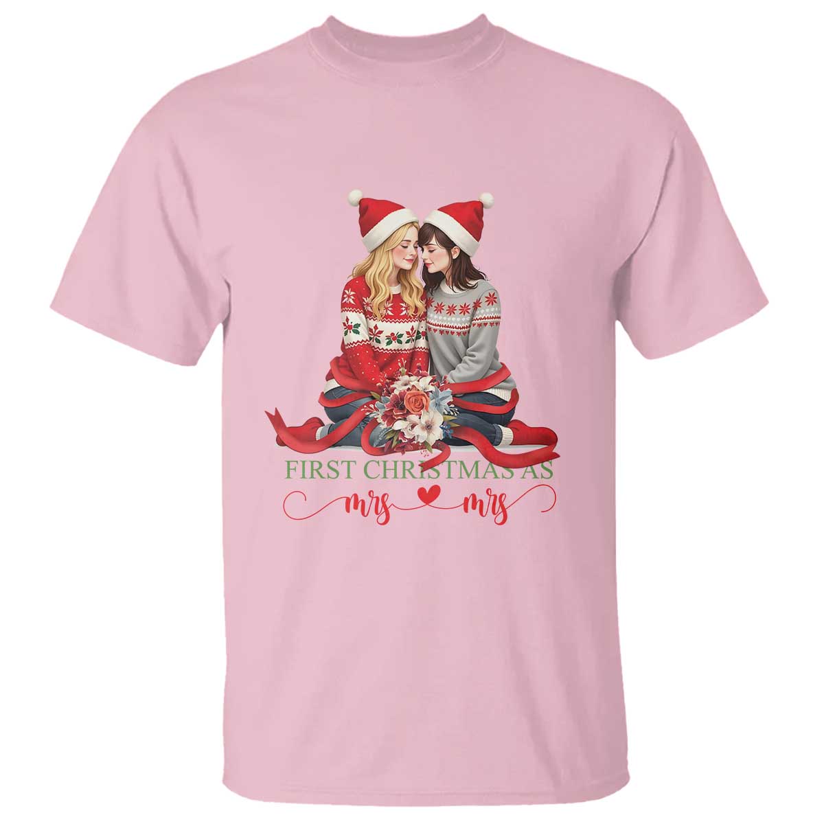 Our First Christmas As Mrs Mrs T Shirt LGBT Les Couple Xmas - Wonder Print Shop