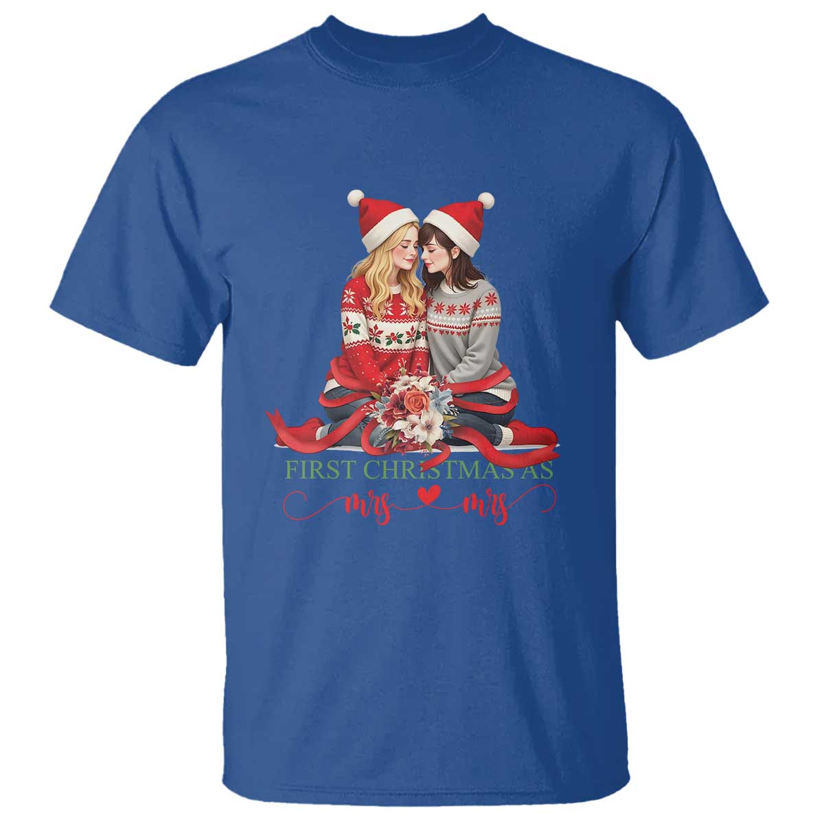 Our First Christmas As Mrs Mrs T Shirt LGBT Les Couple Xmas - Wonder Print Shop