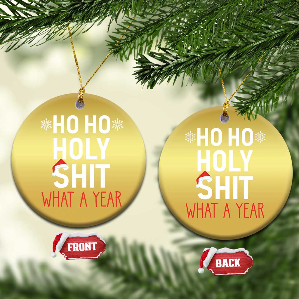 Funny Xmas Christmas Ornament Ho Ho Holy Shit What A Year - Wonder Print Shop