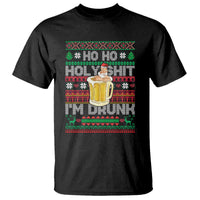 Funny Christmas T Shirt Ho Ho Holy Shit I'm Drunk Santa Drinking Beer - Wonder Print Shop