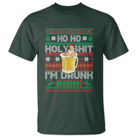 Funny Christmas T Shirt Ho Ho Holy Shit I'm Drunk Santa Drinking Beer - Wonder Print Shop