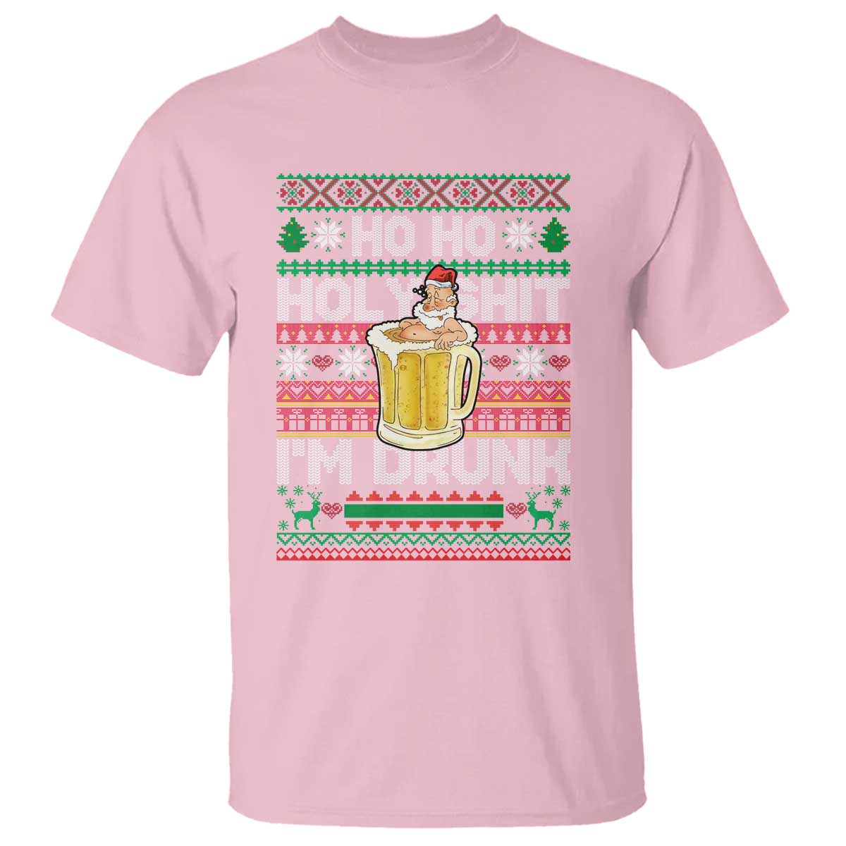 Funny Christmas T Shirt Ho Ho Holy Shit I'm Drunk Santa Drinking Beer - Wonder Print Shop