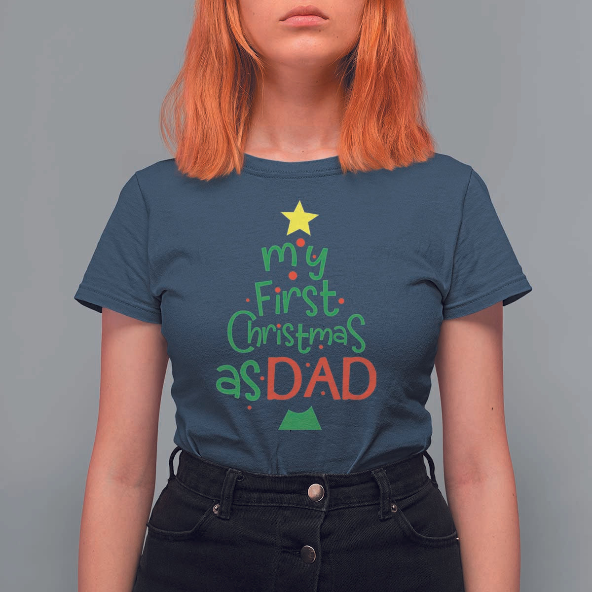 My First Christmas As Dad Family Matching T Shirt For Women - Wonder Print Shop