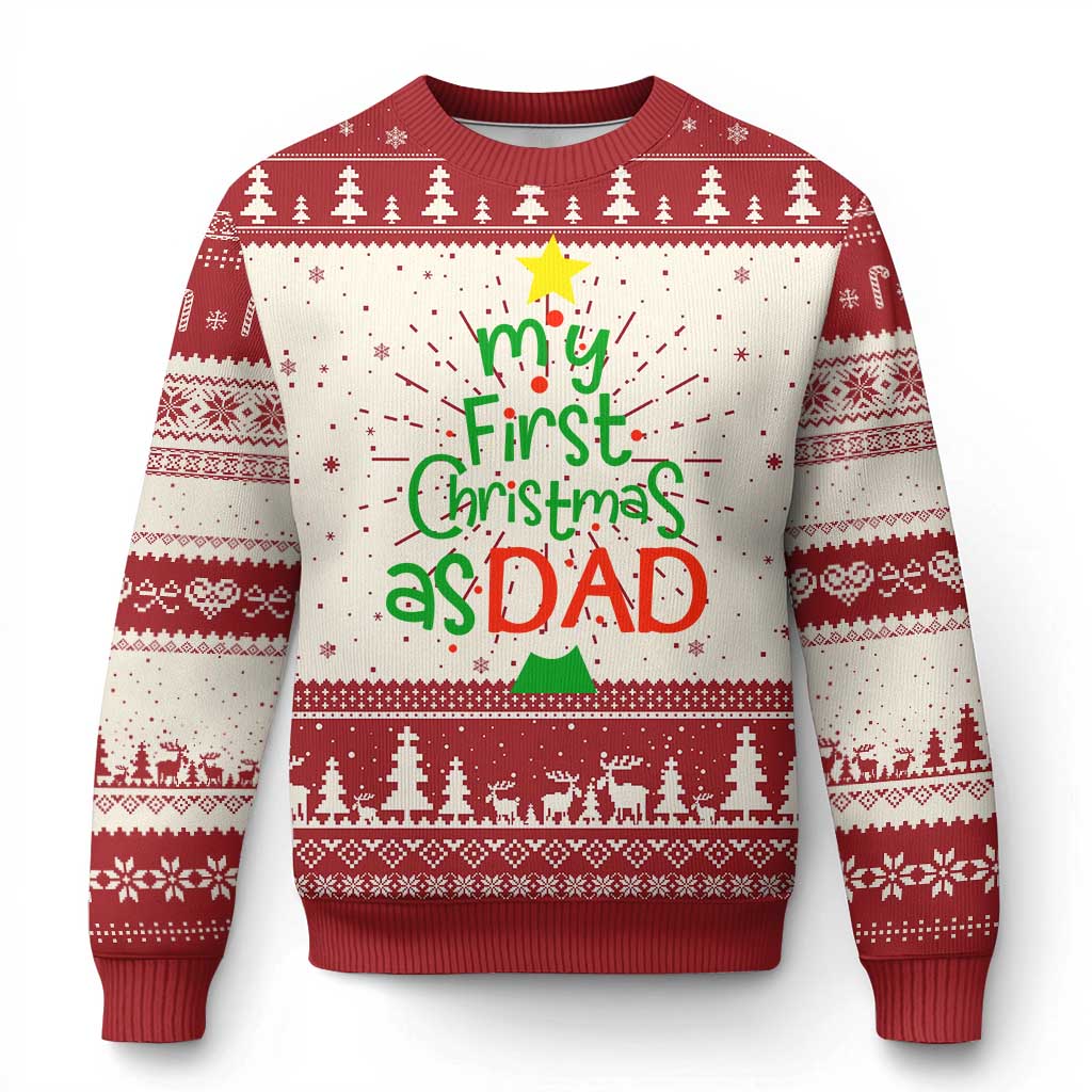 My First Christmas As Dad Family Matching Ugly Christmas Sweater - Wonder Print Shop