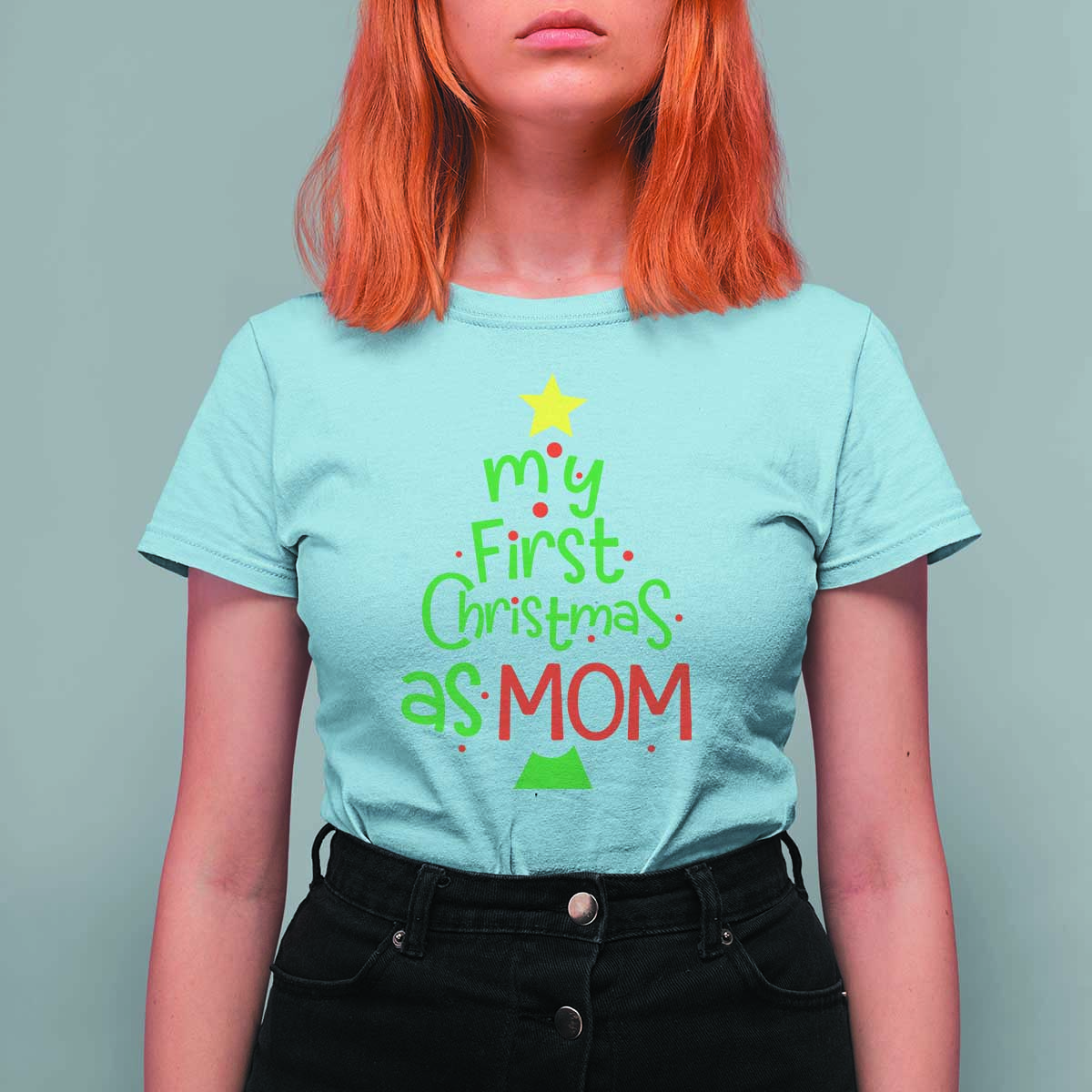 My First Christmas As Mom Family Matching T Shirt For Women - Wonder Print Shop