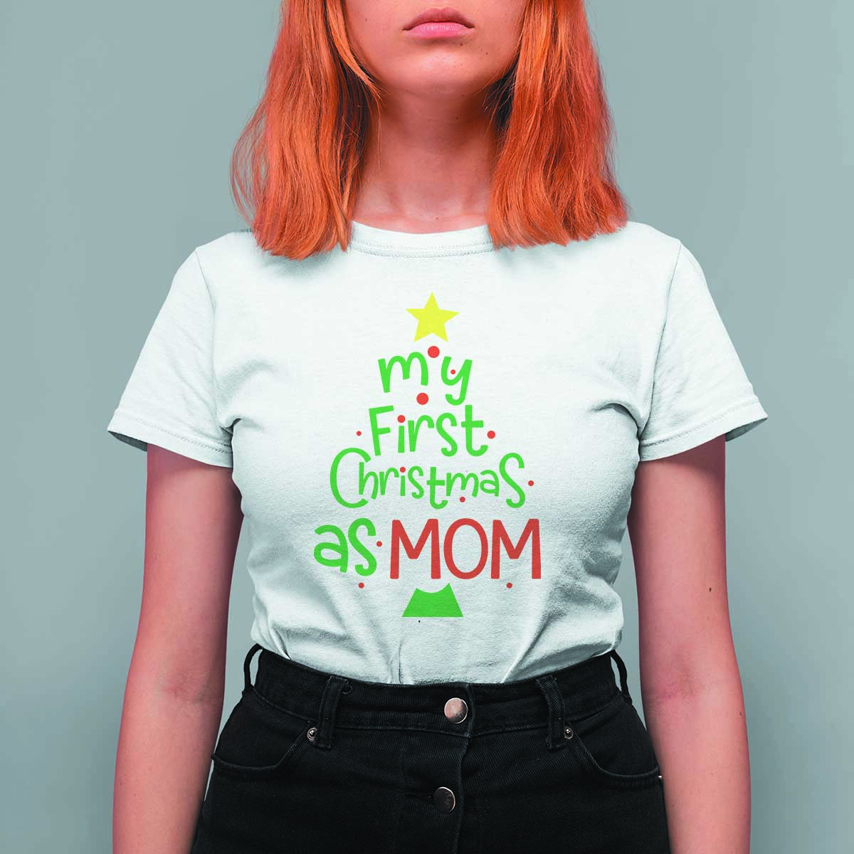 My First Christmas As Mom Family Matching T Shirt For Women - Wonder Print Shop