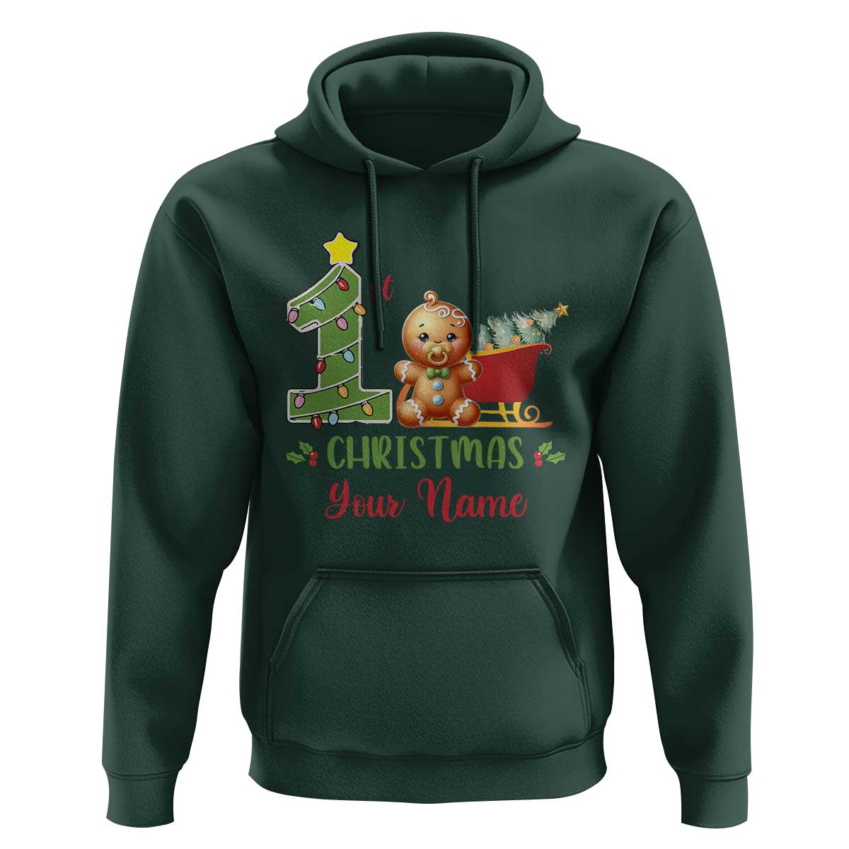 Personalized First Christmas Hoodie Custom Name Baby Gingerbread My 1st Xmas