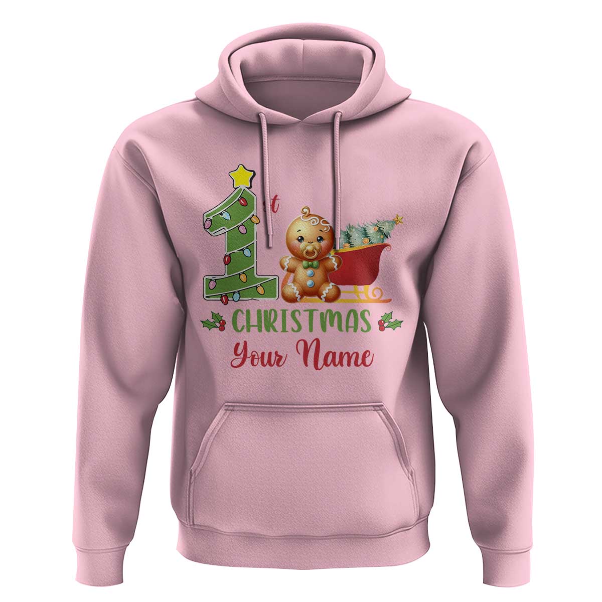 Personalized First Christmas Hoodie Custom Name Baby Gingerbread My 1st Xmas