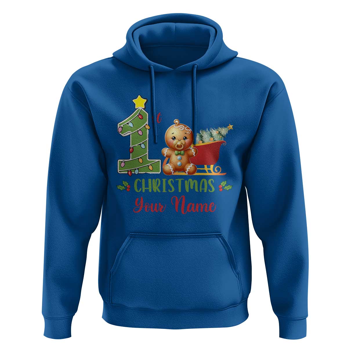 Personalized First Christmas Hoodie Custom Name Baby Gingerbread My 1st Xmas
