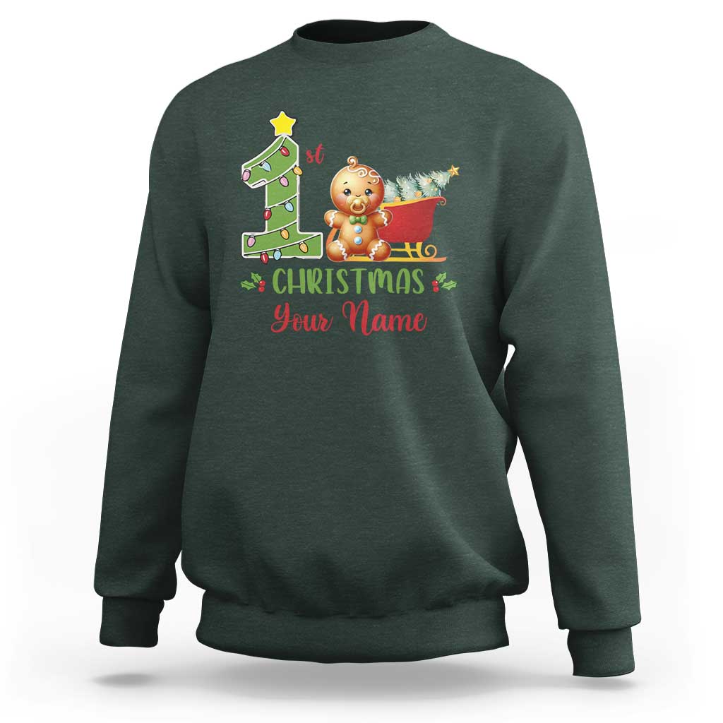 Personalized First Christmas Sweatshirt Custom Name Baby Gingerbread My 1st Xmas - Wonder Print Shop