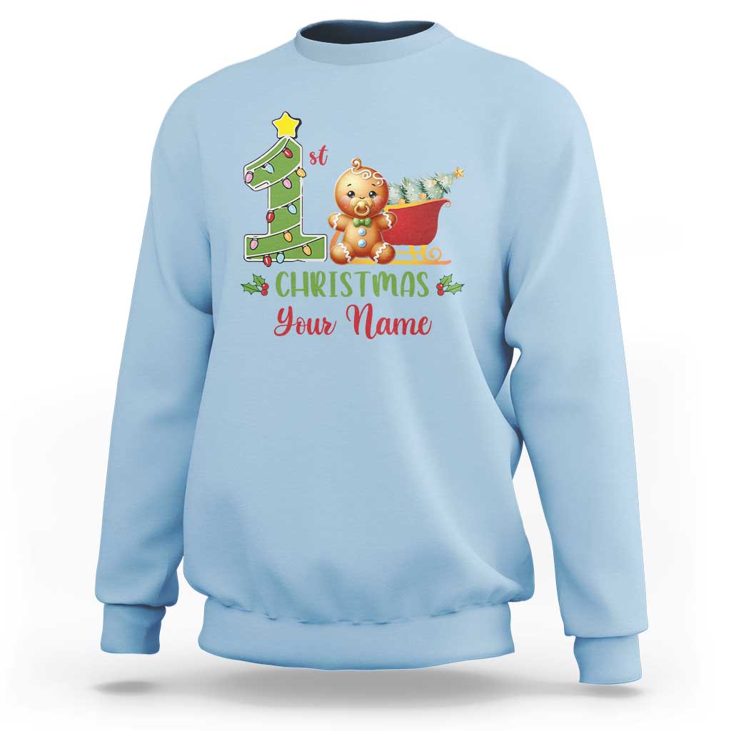 Personalized First Christmas Sweatshirt Custom Name Baby Gingerbread My 1st Xmas - Wonder Print Shop