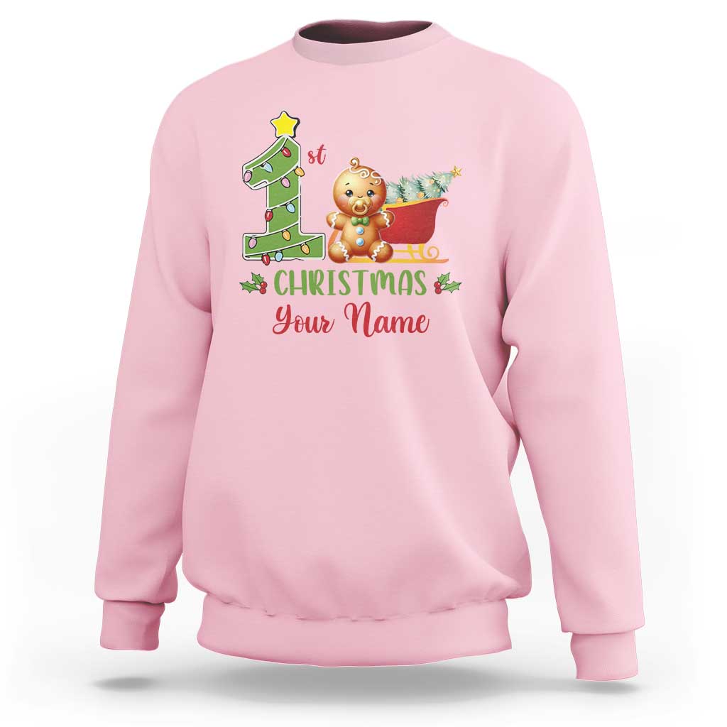 Personalized First Christmas Sweatshirt Custom Name Baby Gingerbread My 1st Xmas - Wonder Print Shop