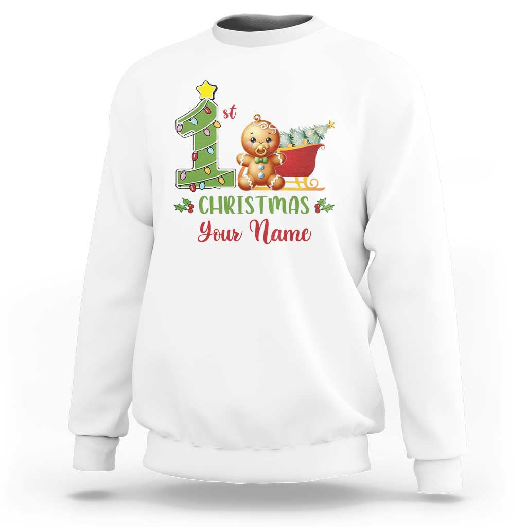Personalized First Christmas Sweatshirt Custom Name Baby Gingerbread My 1st Xmas - Wonder Print Shop