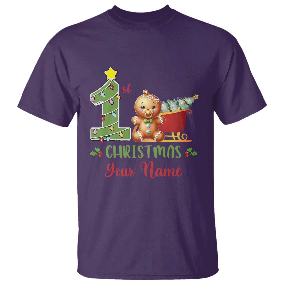 Personalized First Christmas T Shirt Custom Name Baby Gingerbread My 1st Xmas - Wonder Print Shop