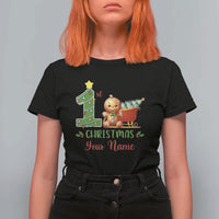 Personalized First Christmas T Shirt For Women Custom Name Baby Gingerbread My 1st Xmas - Wonder Print Shop