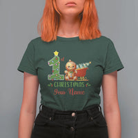 Personalized First Christmas T Shirt For Women Custom Name Baby Gingerbread My 1st Xmas - Wonder Print Shop