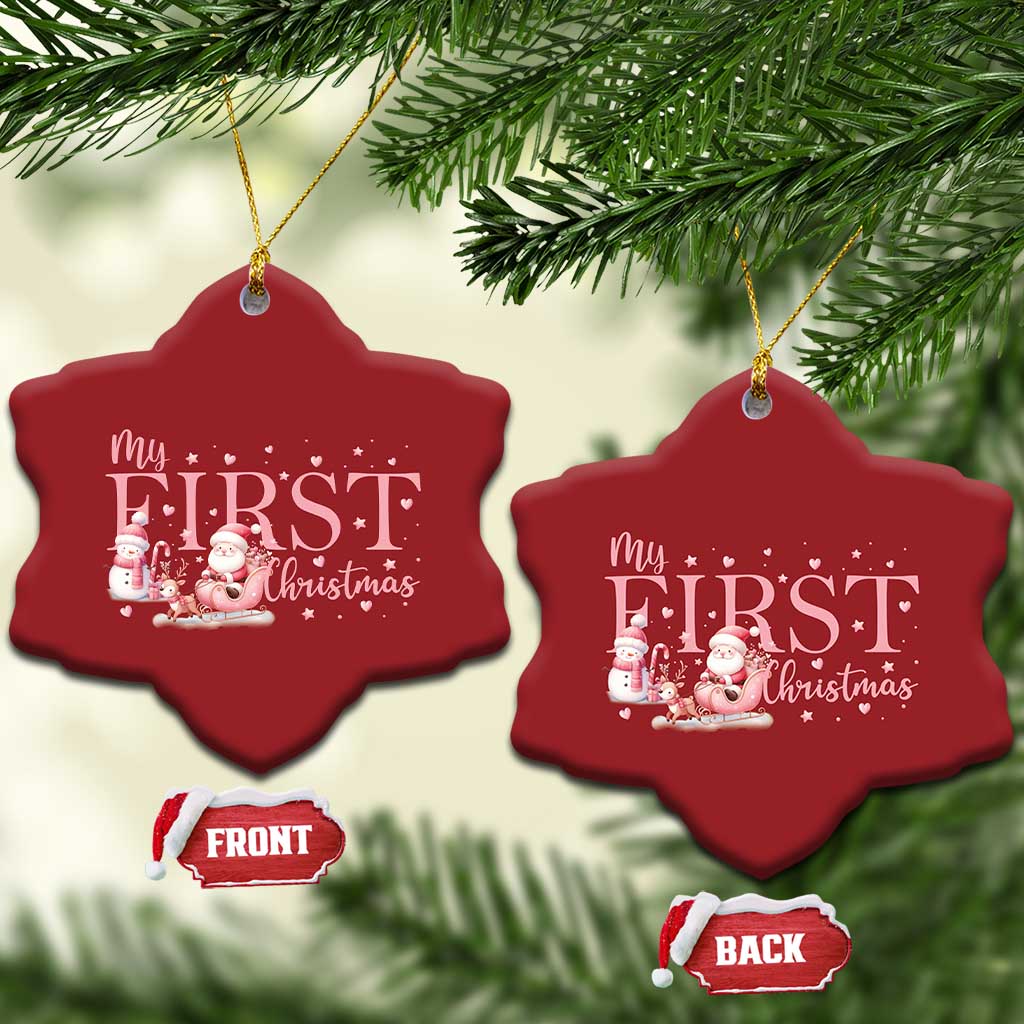 Cute First Xmas Christmas Ornament Pink Santa Snowman - Wonder Print Shop