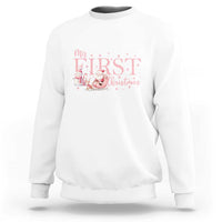 Cute First Christmas Sweatshirt Pink Santa Snowman - Wonder Print Shop