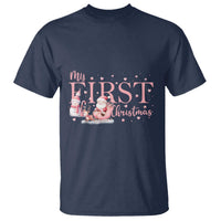 Cute First Christmas T Shirt Pink Santa Snowman - Wonder Print Shop