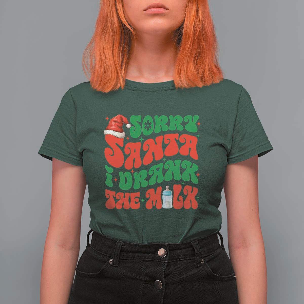 Funny First Christmas T Shirt For Women Sorry Santa I Drank The Milk - Wonder Print Shop