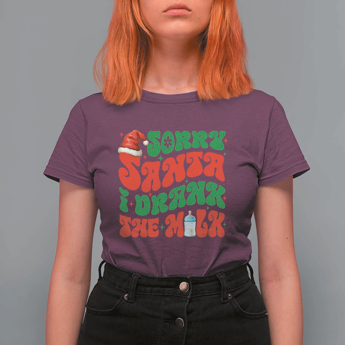 Funny First Christmas T Shirt For Women Sorry Santa I Drank The Milk - Wonder Print Shop
