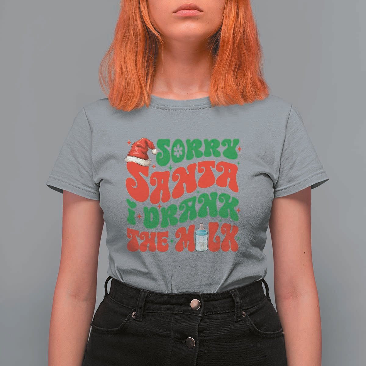 Funny First Christmas T Shirt For Women Sorry Santa I Drank The Milk - Wonder Print Shop