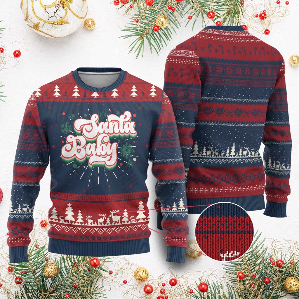 Funny Santa Baby Ugly Christmas Sweater - Wonder Print Shop