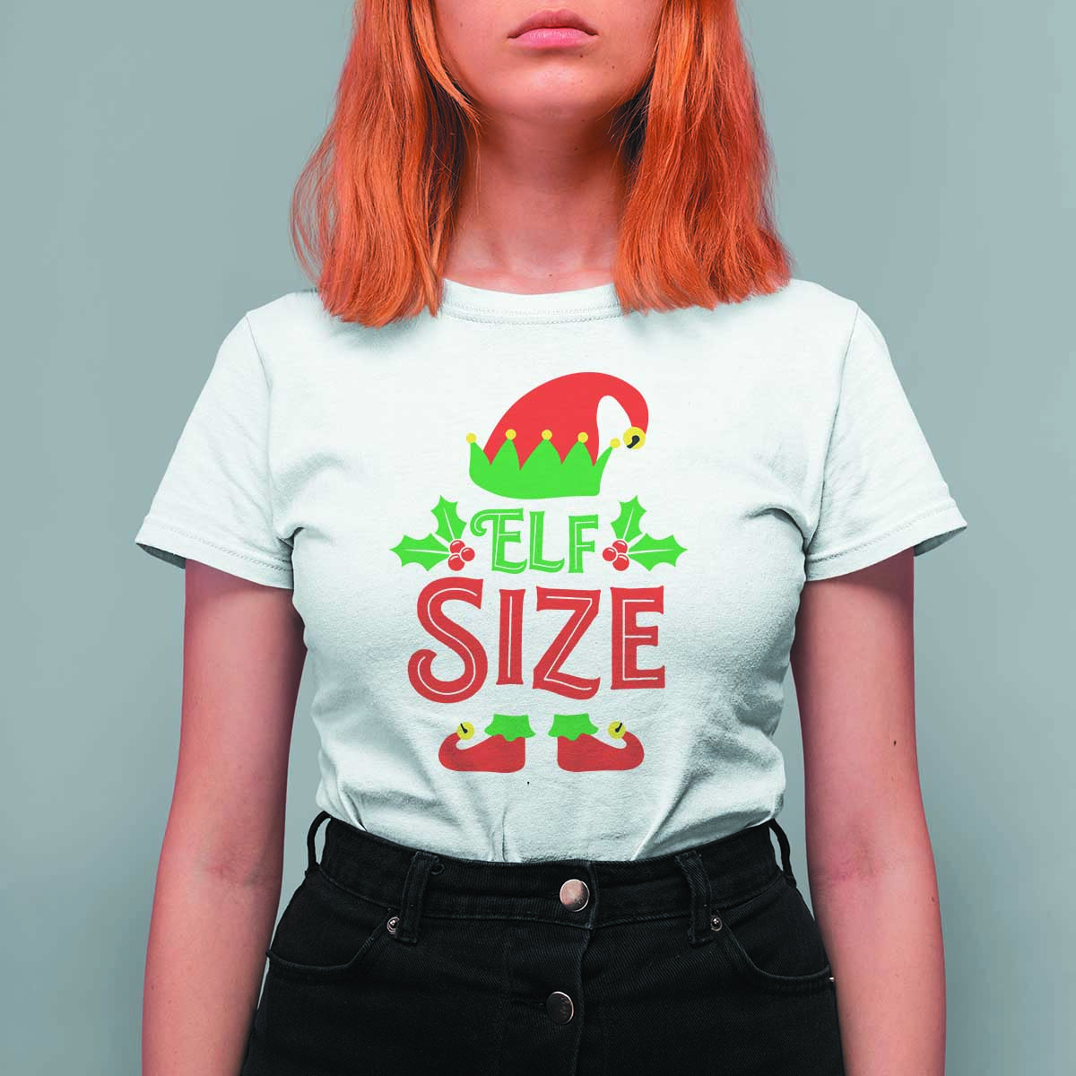 Cute First Christmas ELF Size T Shirt For Women - Wonder Print Shop