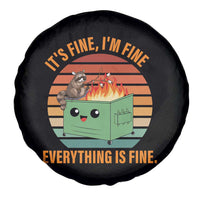 Funny Dumpster Fire Spare Tire Cover It's Fine I'm Fine Everything's Fine Raccoon