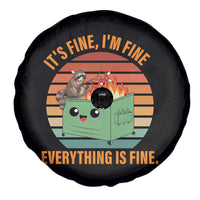 Funny Dumpster Fire Spare Tire Cover It's Fine I'm Fine Everything's Fine Raccoon