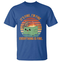 Funny Dumpster Fire T Shirt It's Fine I'm Fine Everything's Fine Raccoon - Wonder Print Shop