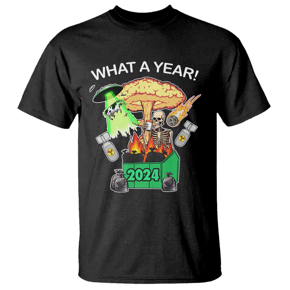 Funny Christmas What A Year Dumpster Fire T Shirt - Wonder Print Shop