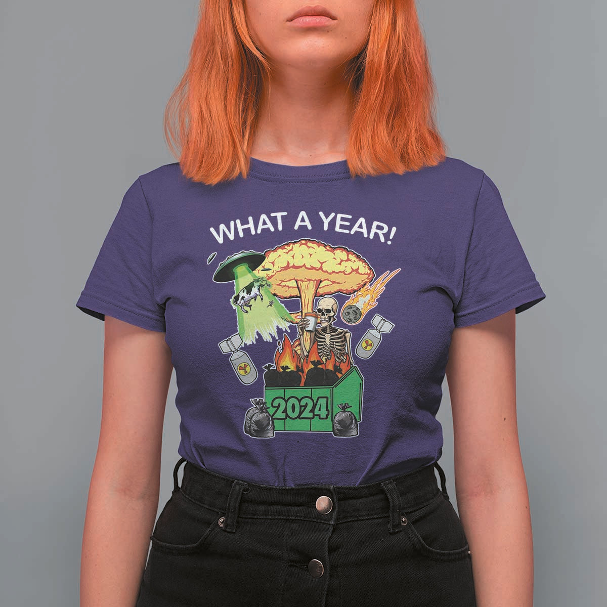 Funny Christmas What A Year Dumpster Fire T Shirt For Women - Wonder Print Shop