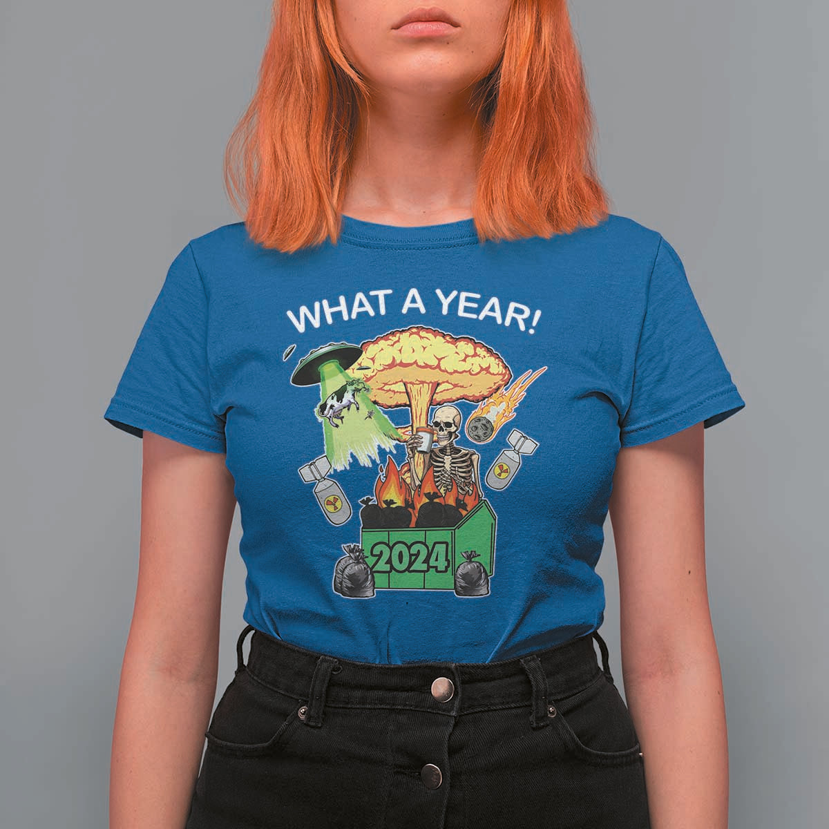 Funny Christmas What A Year Dumpster Fire T Shirt For Women - Wonder Print Shop