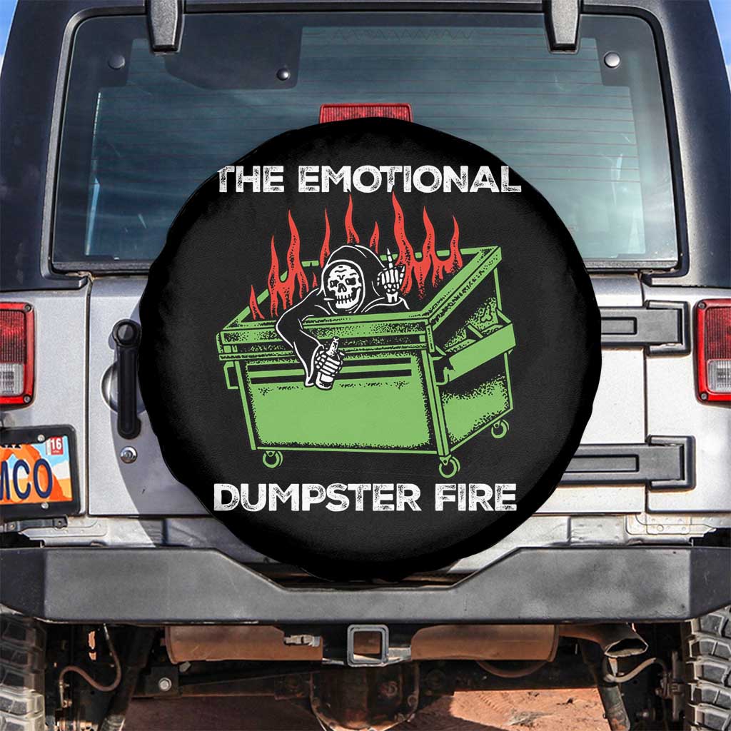 Funny Emotional Dumpster Fire Skeleton Spare Tire Cover
