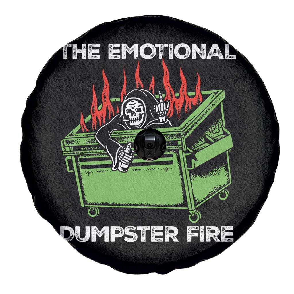 Funny Emotional Dumpster Fire Skeleton Spare Tire Cover