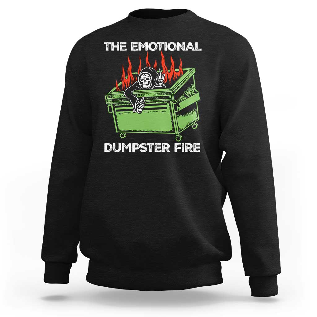 Funny Emotional Dumpster Fire Skeleton Sweatshirt - Wonder Print Shop