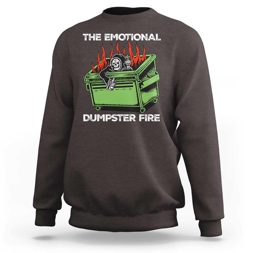 Funny Emotional Dumpster Fire Skeleton Sweatshirt - Wonder Print Shop