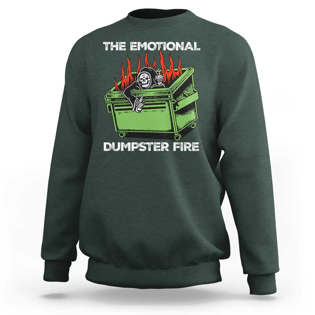 Funny Emotional Dumpster Fire Skeleton Sweatshirt - Wonder Print Shop