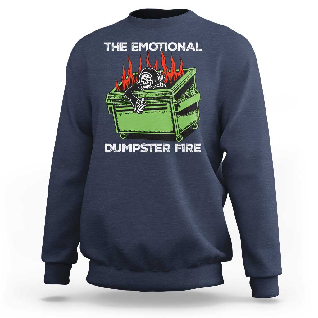 Funny Emotional Dumpster Fire Skeleton Sweatshirt - Wonder Print Shop