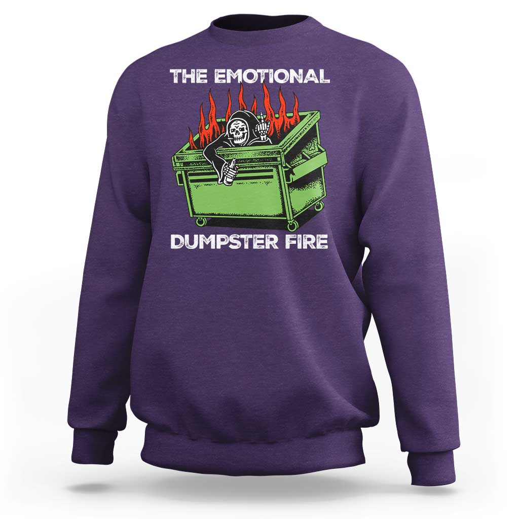 Funny Emotional Dumpster Fire Skeleton Sweatshirt - Wonder Print Shop