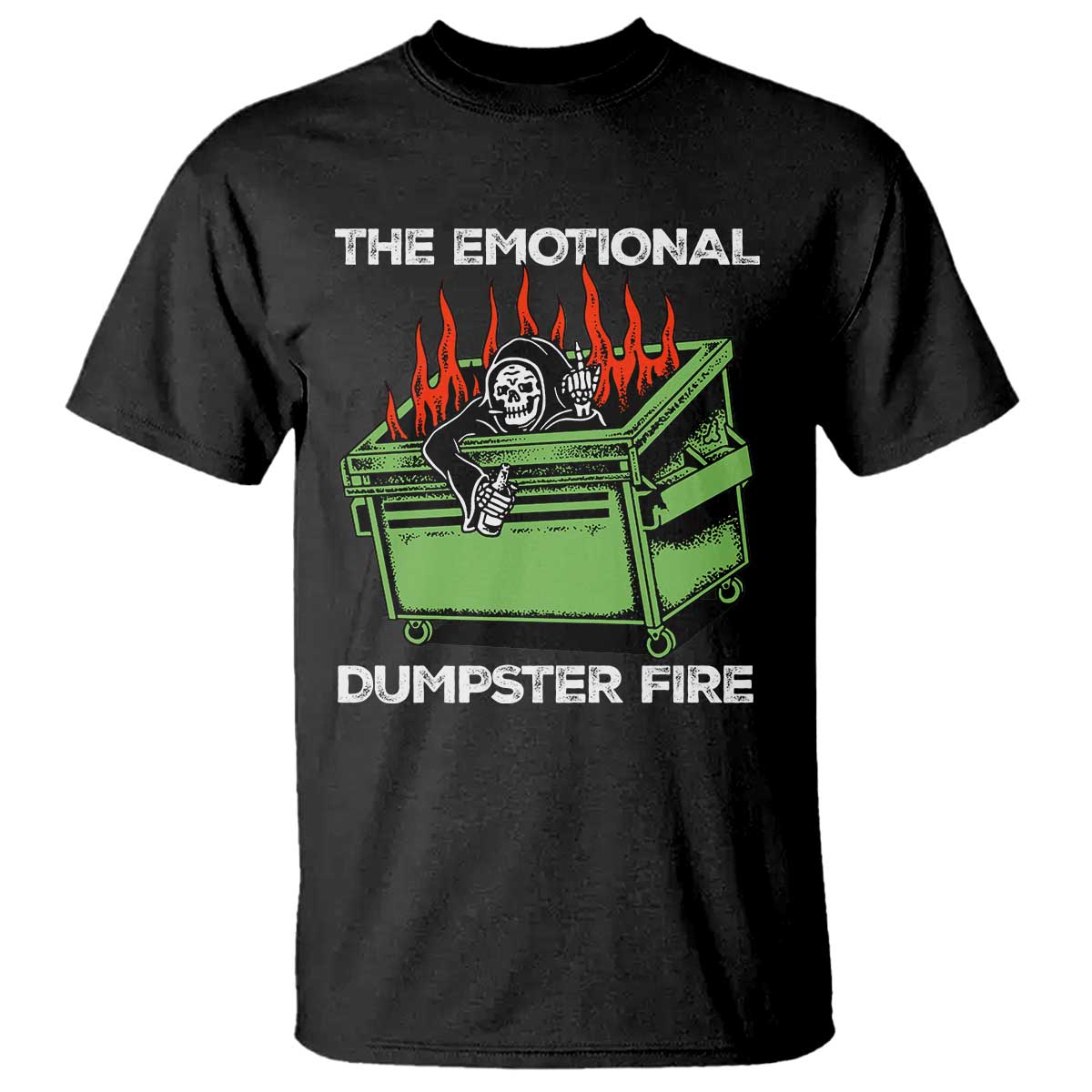 Funny Emotional Dumpster Fire Skeleton T Shirt - Wonder Print Shop