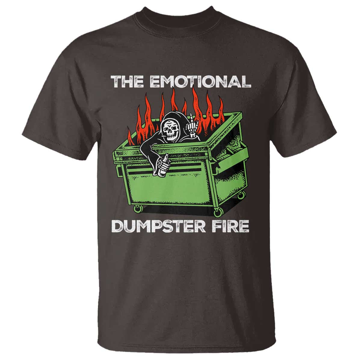 Funny Emotional Dumpster Fire Skeleton T Shirt - Wonder Print Shop