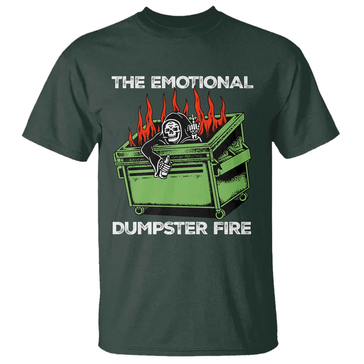 Funny Emotional Dumpster Fire Skeleton T Shirt - Wonder Print Shop