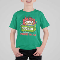 Funny Dumpster Fire Sucked But Yay Christmas 2024 T Shirt For Kid - Wonder Print Shop