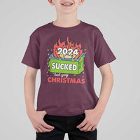 Funny Dumpster Fire Sucked But Yay Christmas 2024 T Shirt For Kid - Wonder Print Shop