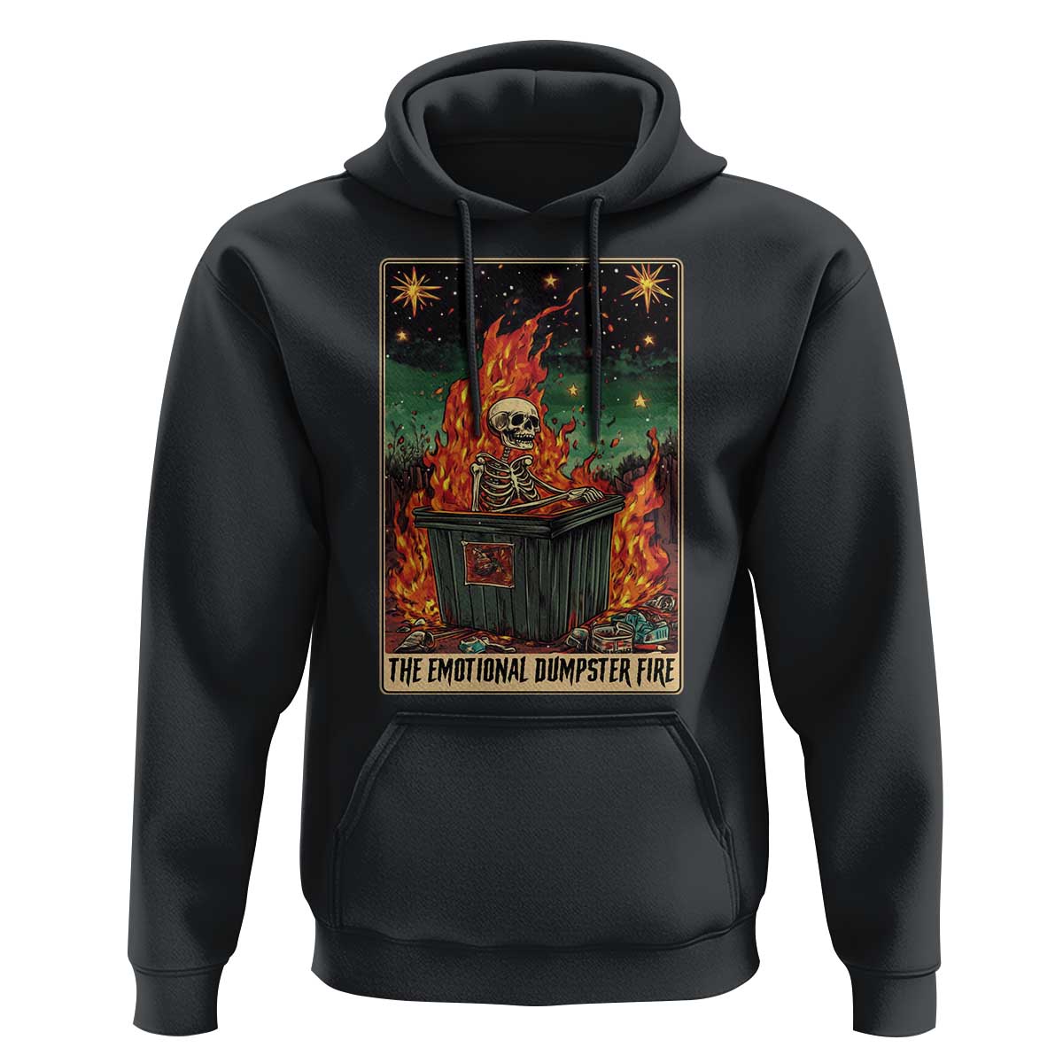 Emotional Dumpster Fire Skeleton Tarot Card Hoodie