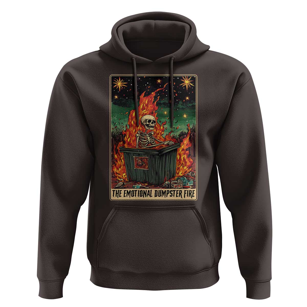 Emotional Dumpster Fire Skeleton Tarot Card Hoodie